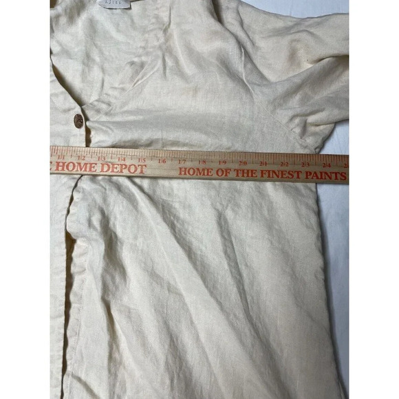 Vtg J Jill Linen Cardigan Sz L Button Woven Butter Yellow Boho Lagenlook Resort - Picture 7 of 9